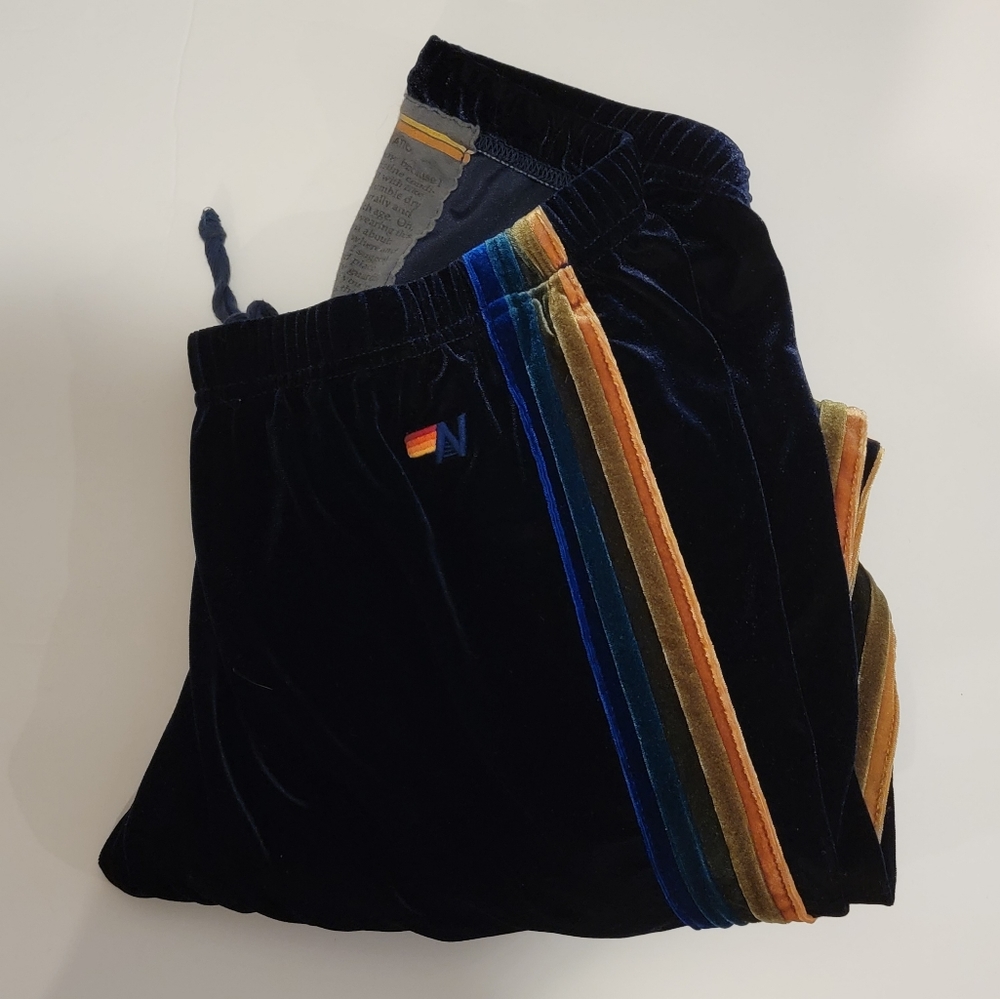 Aviator Nation Size Xl velour velvet sweatpants extra large RARE blue green Pant - Picture 9 of 12